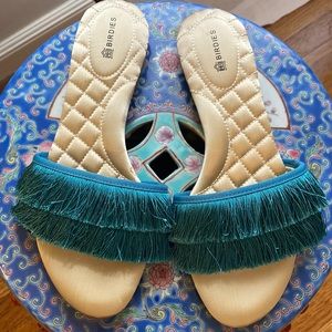 Turquoise fringe sandals